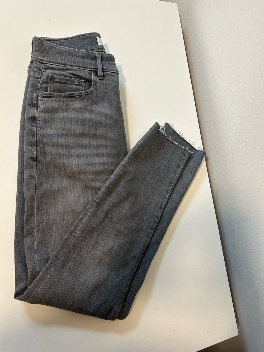 LOF Gray Skinny Jeans with Raw Hem
